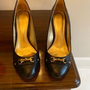 Coach black leather pumps